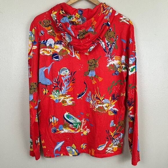 Polo Ralph Lauren Scuba Bear Red Long Sleeve Tee - Size Medium - Picture 4 of 9